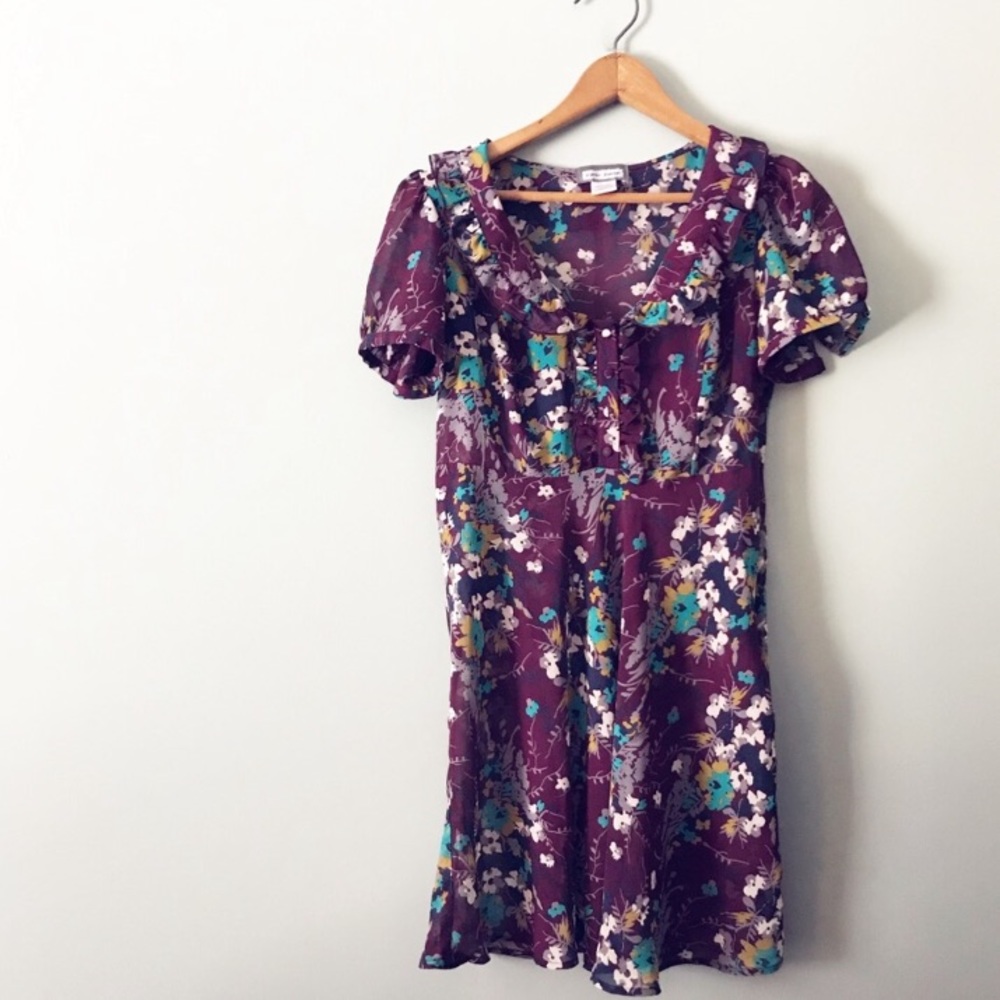 Aqua Blues Purple Collared Babydoll Dress